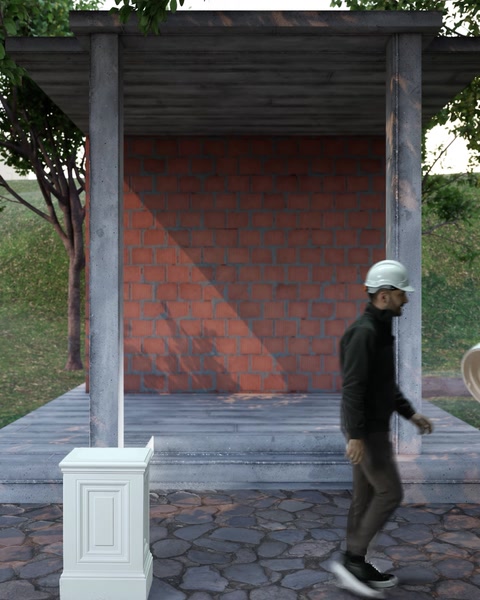 Baret takan işçi kaideye doğru yürüyerek ilerliyor