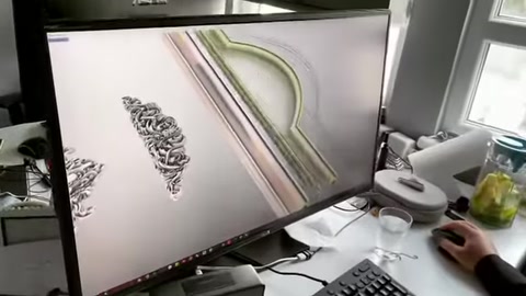 Bilgisayarda işlemeli dış cephe süsleme motifi modelleniyor.