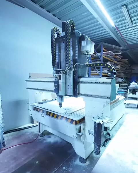 CNC tezgâhının hareketli işleme ünitesi önden görüntüleniyor