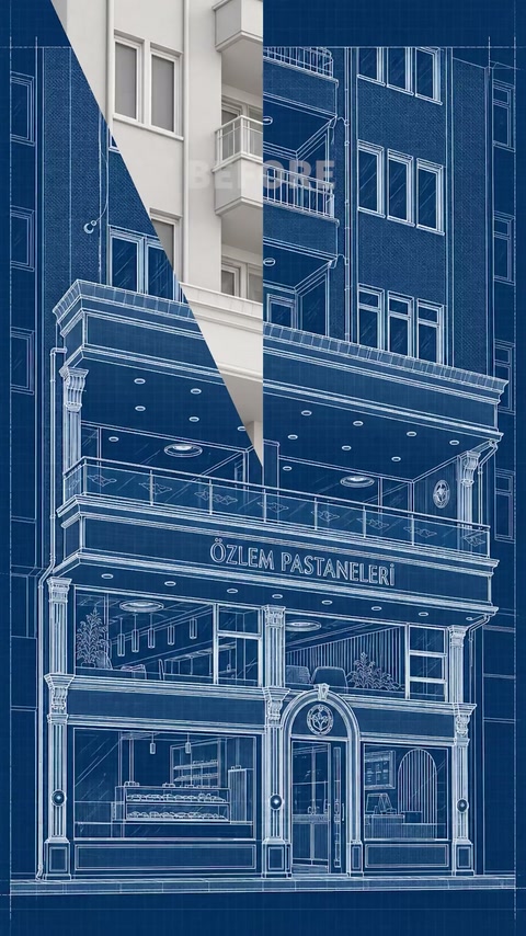 Merdiven korkuluğu, sütun ve bezemeli giriş detaylarının yakın görünümü
