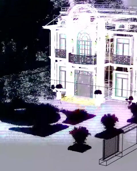 Dekoratif cephe projesinin aydınlatmalı gece görünümü modelleniyor